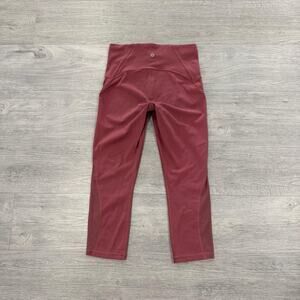 Lululemon Train Times Crop 21 So Merlot Pink Gym Athleisure Sweat Wicking Size 6